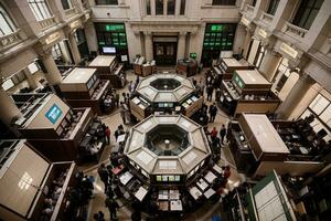 le prospère Stock marché une symphonie de dividendes. ai généré. photo