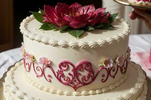 de manière complexe décoré vibrant gâteau par emma thompson. ai généré. photo