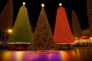 filage Noël arbre des stands tournoiement de fête la magie. ai généré. photo