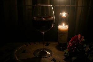 effrayant élégance Halloween du vin verre dans de mauvaise humeur éclairage. ai généré. photo