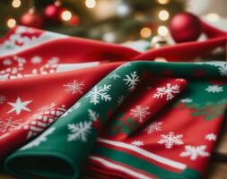 de fête Noël thé les serviettes pour une joyeux cuisine. ai généré. photo