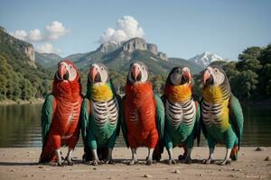 captivant perroquet collection dans plein couleur. ai généré. photo