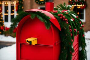 Père Noël s boites aux lettres une capricieux Noël plaisir. ai généré. photo