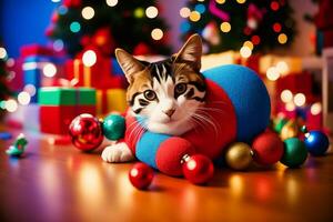 Noël animal de compagnie jouets joyeux récréation pour votre velu amis. ai généré. photo