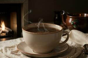 chaud et de fête une tasse de Noël thé. ai généré. photo