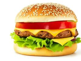 gros sandwich - Hamburger Burger avec du boeuf un incroyable délicieux fromage Burger ai généré. photo
