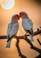 capturer l'amour des oiseaux. réconfortant Photos de affectueux aviaire des couples. ai génératif