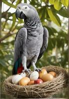 ailes de Afrique. capturer vibrant animal de compagnie perroquets par le lentille. ai génératif photo