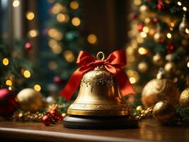 décoré Noël arbre avec balle, cloche et beaucoup plus. ai génératif photo