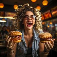 délicieux le célèbre steak, légume Burger expérience. ai génératif photo