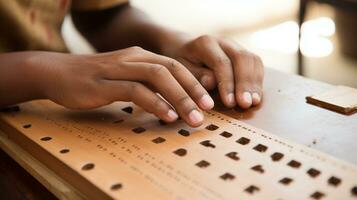 habilitant le aveugle le importance de monde braille journée photo