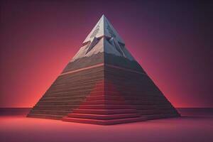 Créatif et coloré pyramide sur une solide Couleur Contexte. ai génératif photo