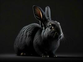 portrait de une mignonne lapin dans jardin, ai généré photo