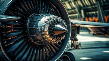 le Puissance et La technologie de une turboréacteur jet moteur ai généré photo