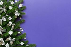 Noël Contexte avec sapin branches et Noël décor. Haut voir, copie espace pour texte photo