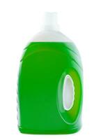 Plastique nettoyer bouteille plein avec vert détergent photo