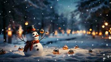 Noël Nouveau année de fête magnifique hiver bonhomme de neige, Contexte photo