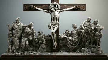 terrifiant en bois Christian traverser avec crucifix photo