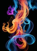 coloré arc en ciel fumée sur le noir Contexte ai génératif photo