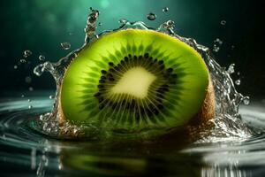 kiwi l'eau gouttes fruit. produire ai photo