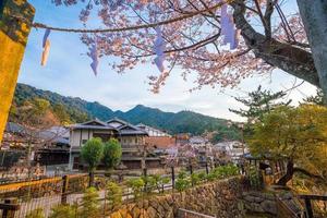 vieux village avec sakura à miyajima photo