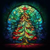 Noël arbre dans coloré verre style photo