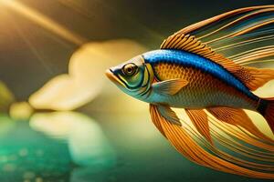 une poisson avec brillant couleurs et longue queue. généré par ai photo