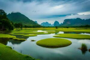 le li rivière dans Chine. généré par ai photo