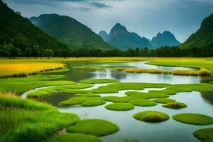 le li rivière dans Yangshuo, Chine. généré par ai photo