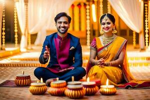 Indien mariage couple. généré par ai photo