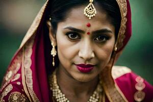 une femme dans traditionnel Indien tenue. généré par ai photo