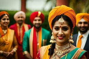 Indien mariage dans le ville. généré par ai photo