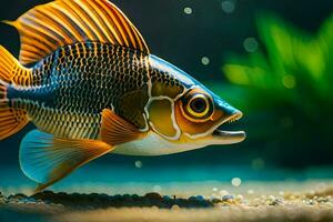 une poisson avec une grand tête et une longue queue. généré par ai photo