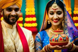 Indien mariage dans Delhi. généré par ai photo