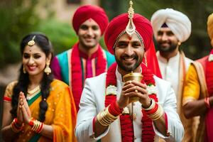 Indien mariage la cérémonie dans Delhi. généré par ai photo