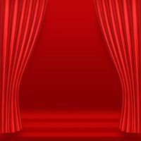 fond avec des rideaux de velours de soie rouge de luxe illustration 3d. photo