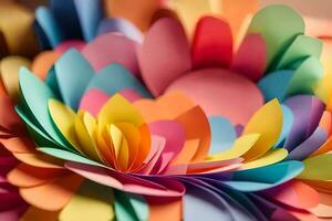 une coloré fleur fabriqué en dehors de papier. généré par ai photo