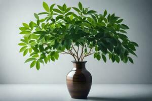 une mis en pot plante dans une marron vase. généré par ai photo