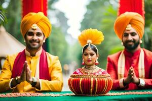 Indien mariage la photographie dans Delhi. généré par ai photo