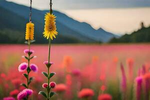 fleurs dans le prairie, fleurs, fleurs, fleurs dans le prairie, fleurs dans. généré par ai photo