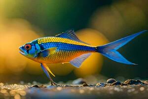 photo fond d'écran poisson, le ciel, le eau, le soleil, le poisson, le eau,. généré par ai