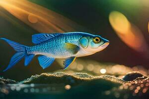 une bleu poisson est permanent sur le l'eau. généré par ai photo