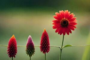 rouge fleur, vert herbe, personne, personne, personne, personne, personne, personne, personne. généré par ai photo