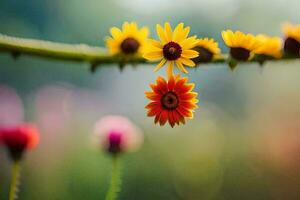 photo fond d'écran le ciel, fleurs, le soleil, le fleurs, le fleurs, le fleurs,. généré par ai