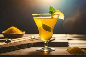 une cocktail avec une citron vert et menthe garnir. généré par ai photo
