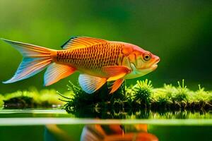 poisson rouge dans le étang. généré par ai photo