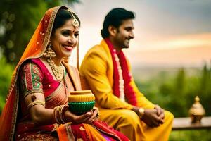 une magnifique Indien mariage dans Bombay. généré par ai photo