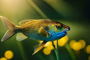 une poisson est nager dans le l'eau. généré par ai photo