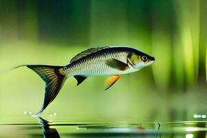 une poisson est nager dans le l'eau. généré par ai photo