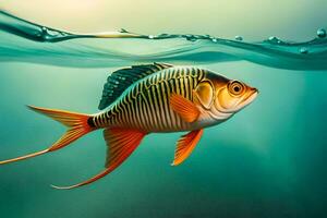 une poisson nager dans le l'eau. généré par ai photo